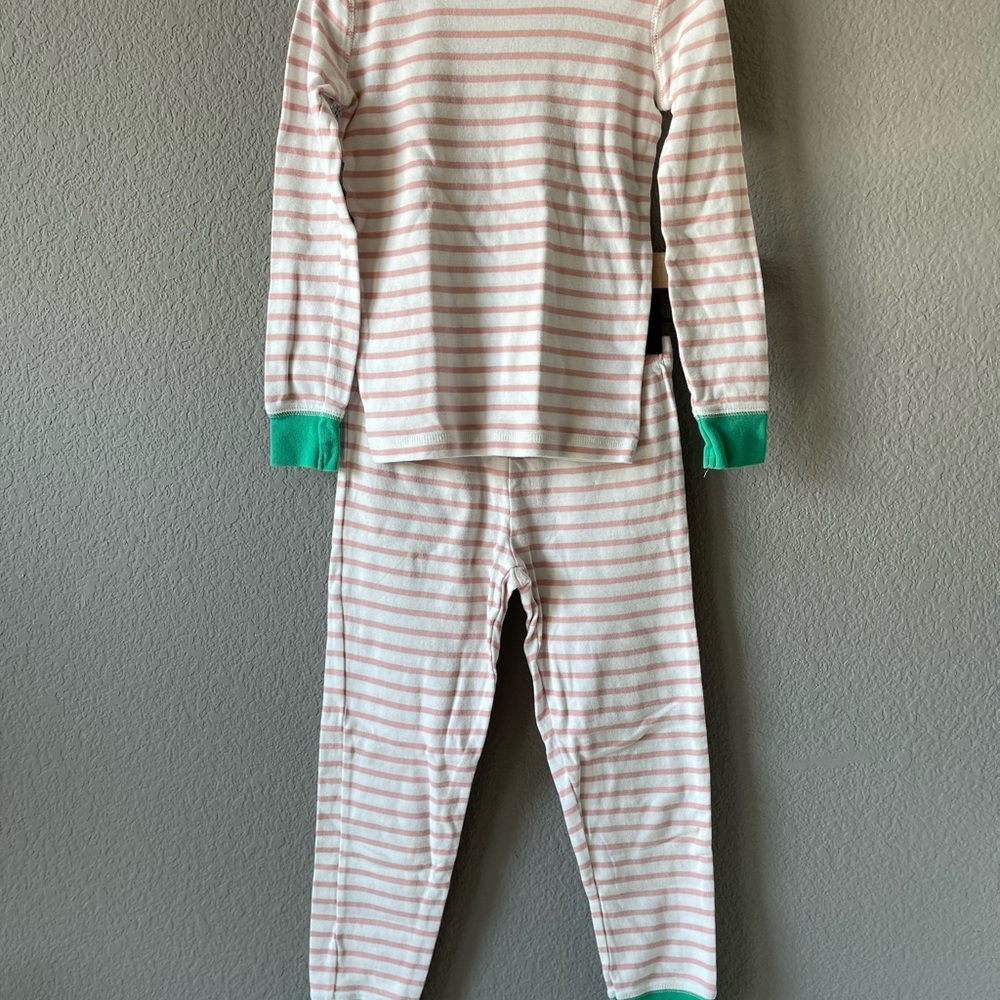 Mini Boden Pink & White Breton stripe pajamas set in GIRLS' SIZE 7/122 cm